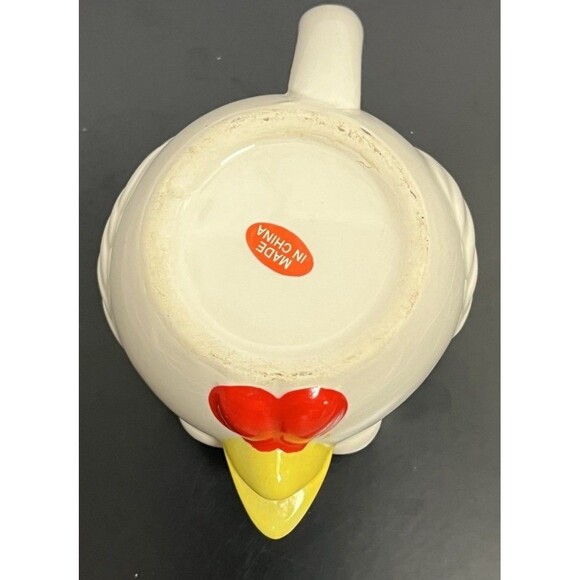 Rooster Chicken Creamer Syrup Pitcher Egg Separator Ceramic White Country Farm - Picture 7 of 8